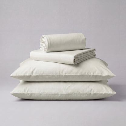 Lane Linen Organic Cotton Sheet Set in Mineral - 4 piece set (flat sheet, fitted sheet, 2 pillowcases)