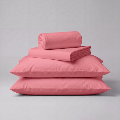 Lane Linen Organic Cotton Sheet Set in Mineral Red - 4 piece set (flat sheet, fitted sheet, 2 pillowcases)