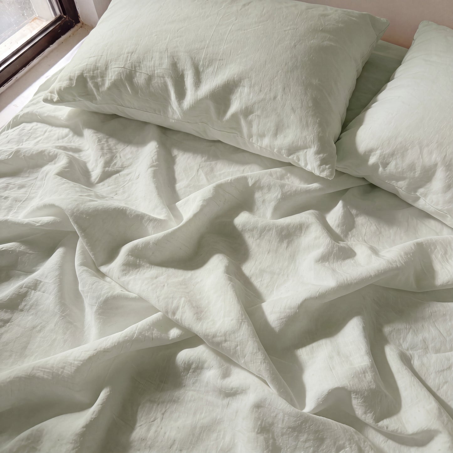 Lane Linen Organic Cotton Sheet Set in Mineral - sheets detail
