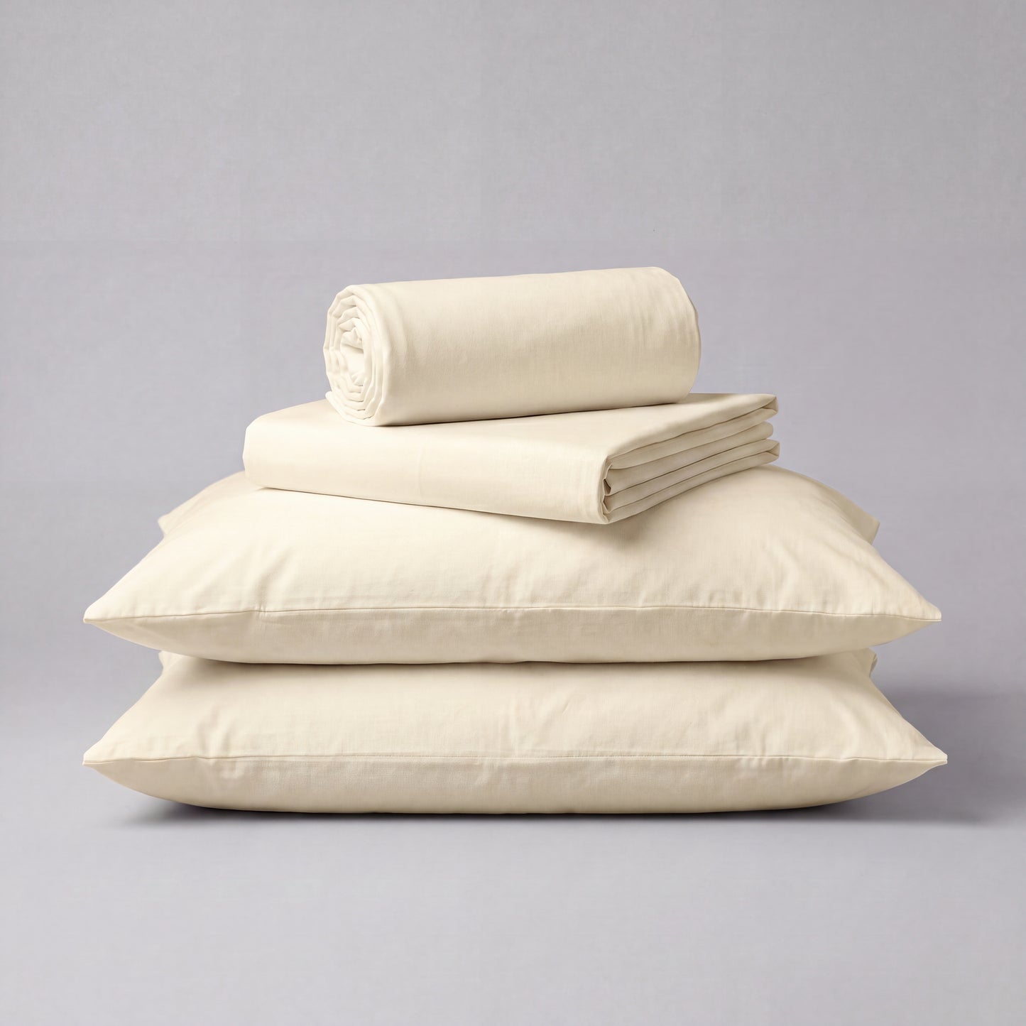 Lane Linen Organic Cotton Sheet Set in Natural - 4 piece set (flat sheet, fitted sheet, 2 pillowcases)