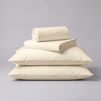 Lane Linen Organic Cotton Sheet Set in Natural - 4 piece set (flat sheet, fitted sheet, 2 pillowcases)