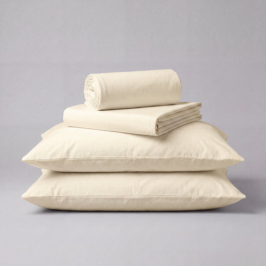 Lane Linen Organic Cotton Sheet Set in Natural - 4 piece set (flat sheet, fitted sheet, 2 pillowcases)
