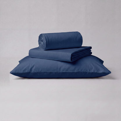 Lane Linen Organic Cotton Sheet Set in Navy - 3 piece set (flat sheet, fitted sheet, 1 pillowcase)