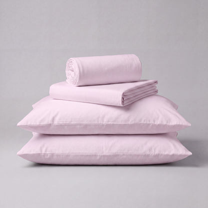 Lane Linen Organic Cotton Sheet Set in Orchid Petal - 4 piece set (flat sheet, fitted sheet, 2 pillowcases)