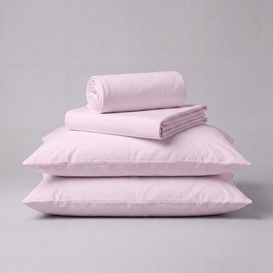 Lane Linen Organic Cotton Sheet Set in Orchid Petal - 4 piece set (flat sheet, fitted sheet, 2 pillowcases)