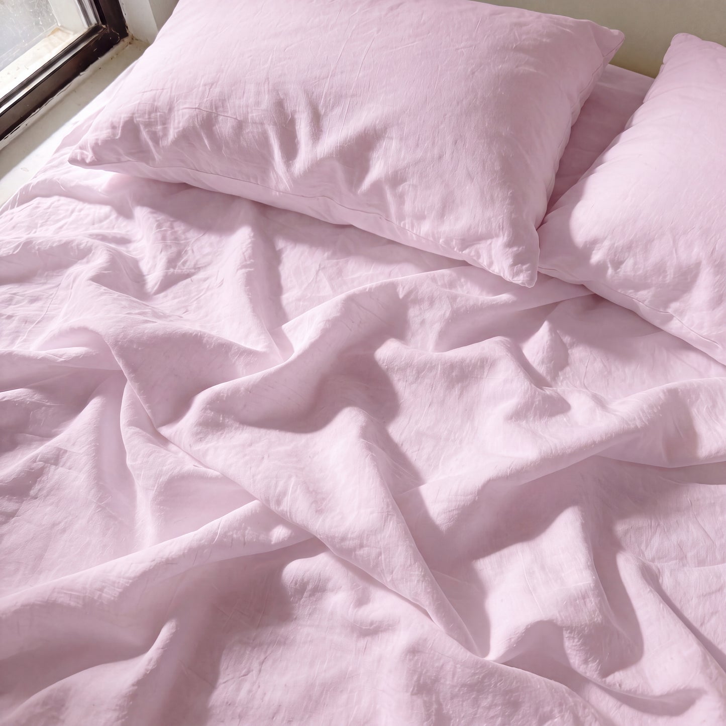Lane Linen Organic Cotton Sheet Set in Orchid Petal - sheets detail