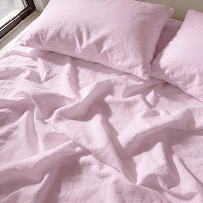 Lane Linen Organic Cotton Sheet Set in Orchid Petal - sheets detail