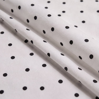 Lane Linen Organic Cotton Sheet Set in Polka Dot Black - fabric close up