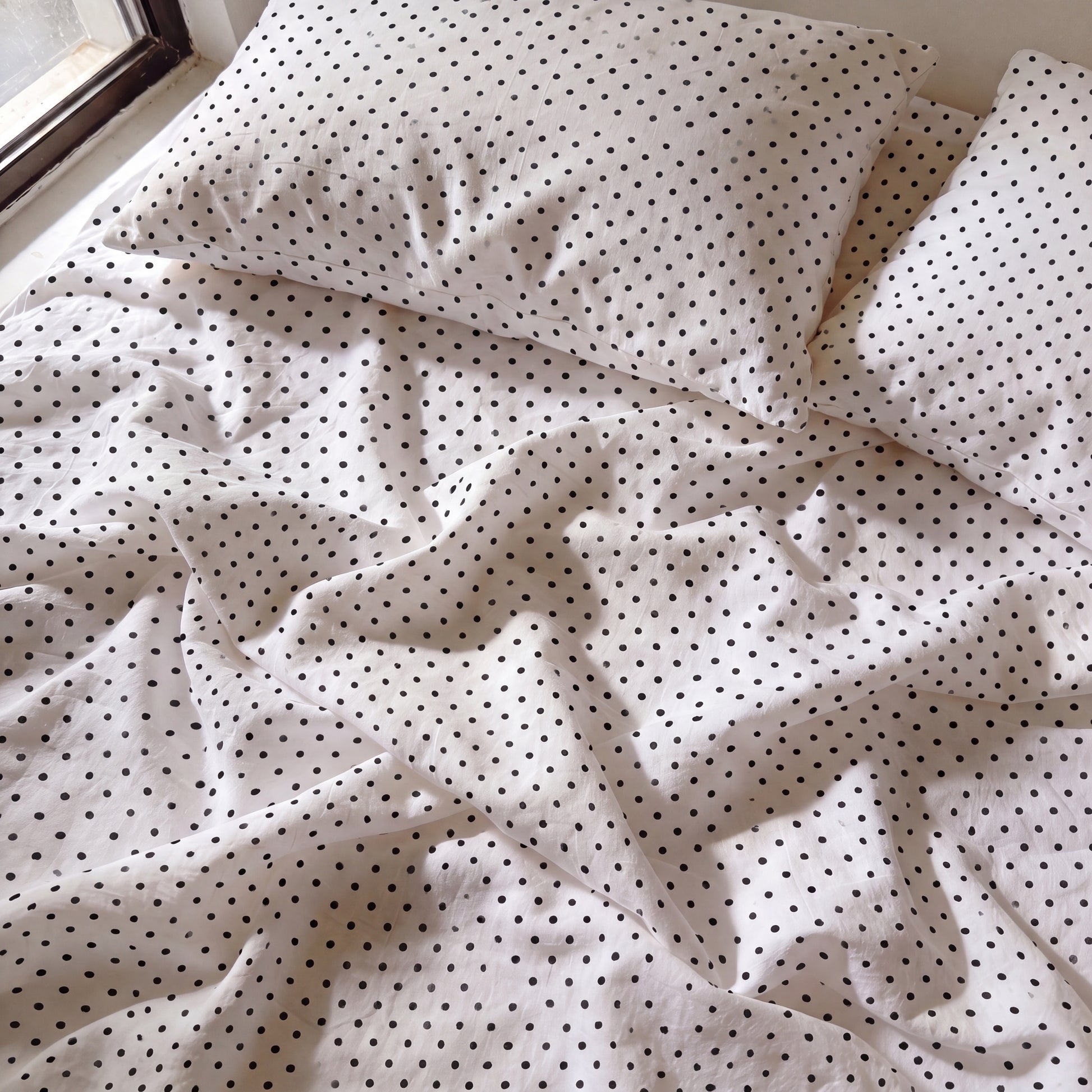 Organic Cotton Sheet Set - Polka Dot Black