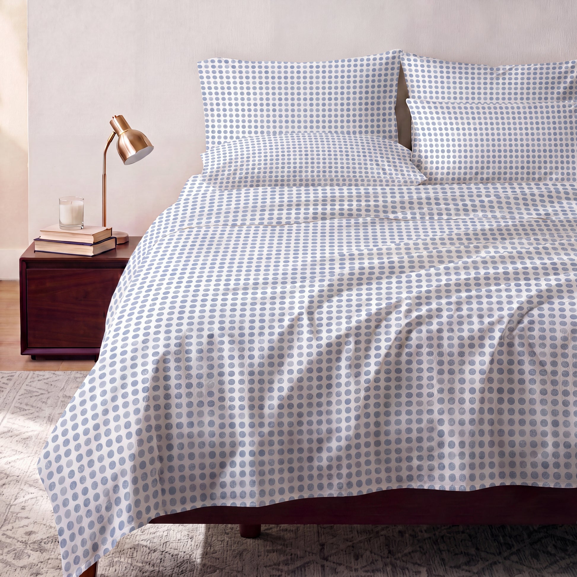 Organic Cotton Sheet Set - Polka Dot Blue