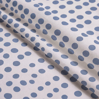 Lane Linen Organic Cotton Sheet Set in Polka Dot Blue - fabric close up