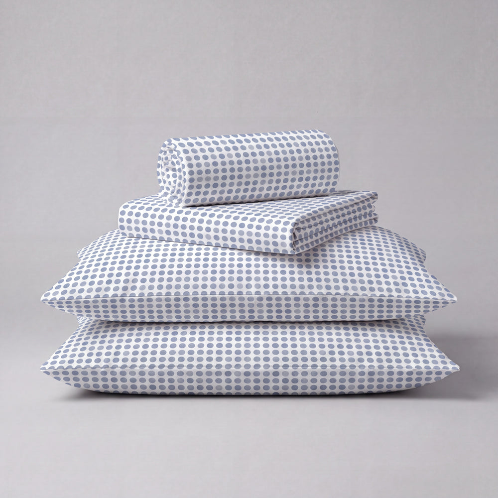 Organic Cotton Sheet Set - Polka Dot Blue