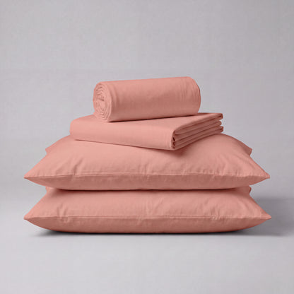 Lane Linen Organic Cotton Sheet Set in Rose Dawn - 4 piece set (flat sheet, fitted sheet, 2 pillowcases)