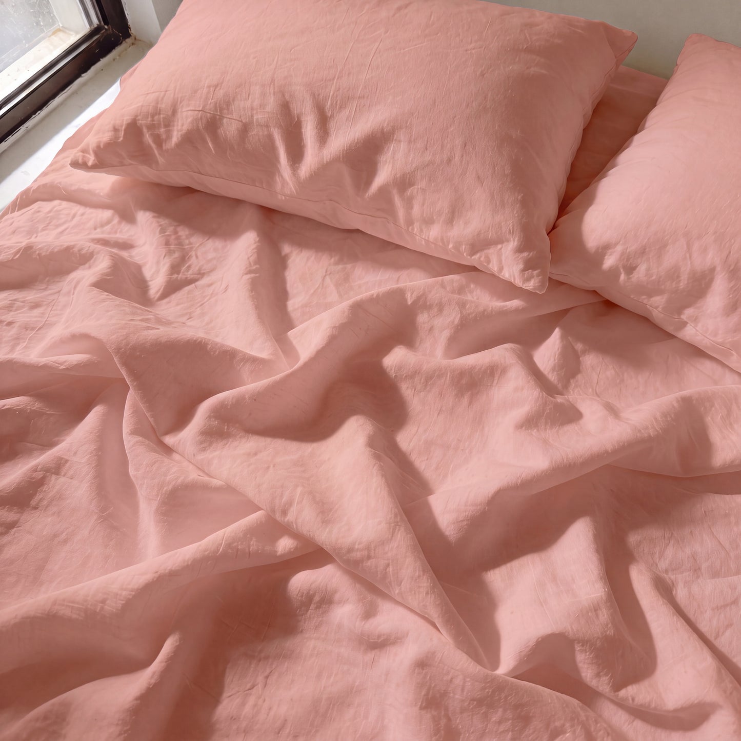 Lane Linen Organic Cotton Sheet Set in Rose Dawn - sheets detail