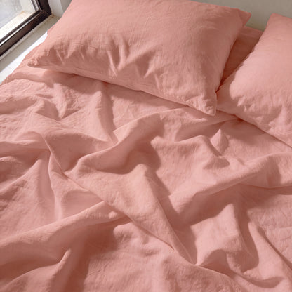 Lane Linen Organic Cotton Sheet Set in Rose Dawn - sheets detail