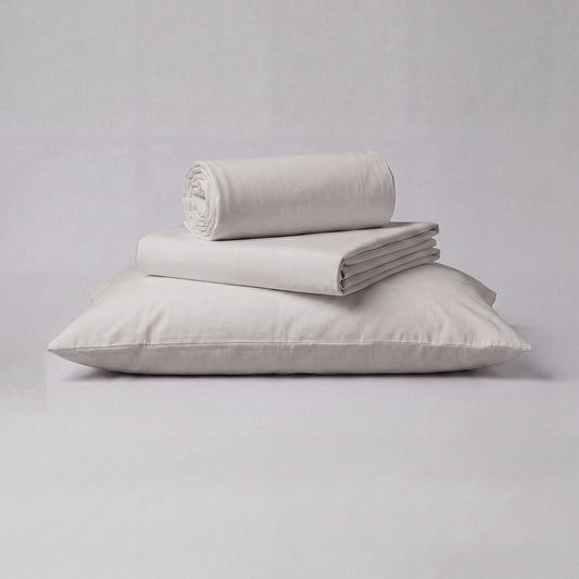 Lane Linen Organic Cotton Sheet Set in Silver - 3 piece set (flat sheet, fitted sheet, 1 pillowcase)