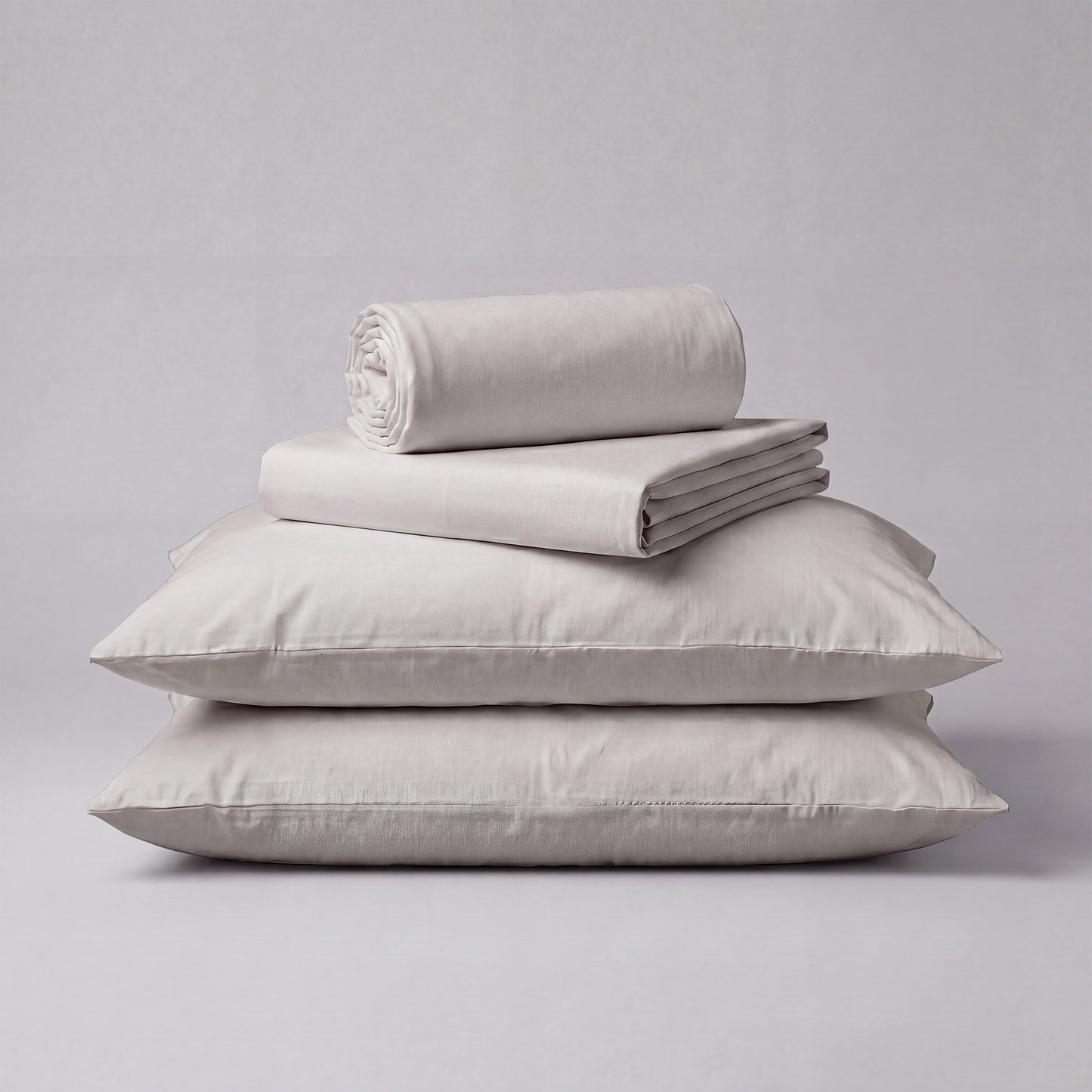 Lane Linen Organic Cotton Sheet Set in Silver - 4 piece set (flat sheet, fitted sheet, 2 pillowcases)