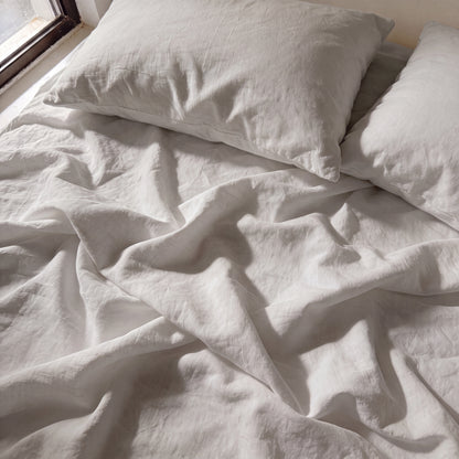 Lane Linen Organic Cotton Sheet Set in Silver - sheets detail