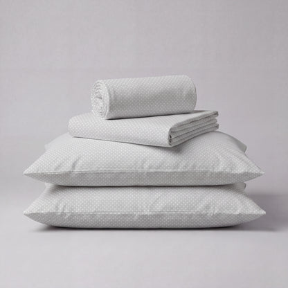 Lane Linen Organic Cotton Sheet Set in Snowdrop - 4 piece set (flat sheet, fitted sheet, 2 pillowcases)