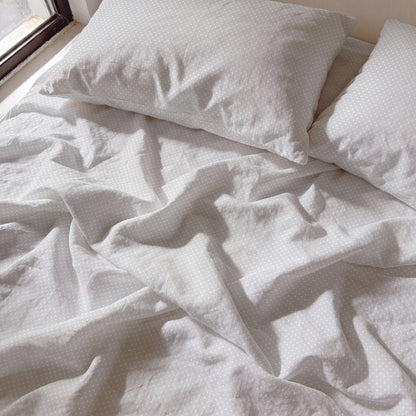 Lane Linen Organic Cotton Sheet Set in Snowdrop - sheets detail