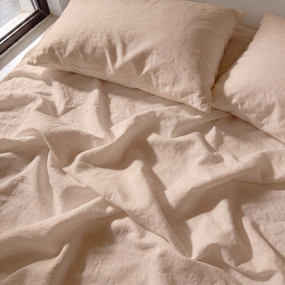 Lane Linen Organic Cotton Sheet Set in Taupe - sheets detail