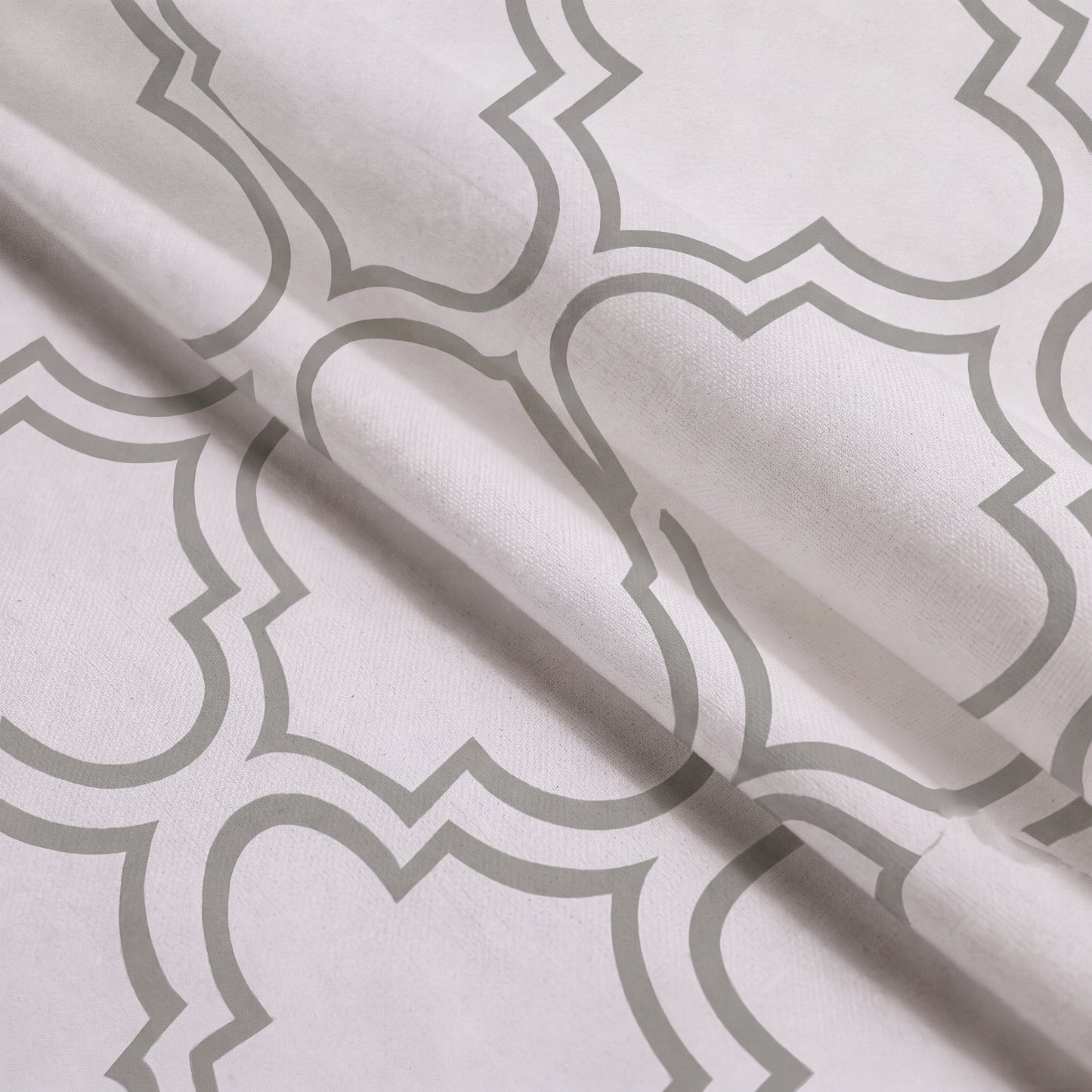 Lane Linen Organic Cotton Sheet Set in Trellis Silver - fabric close up