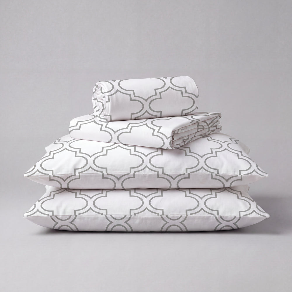 Organic Cotton Sheet Set - Trellis Silver