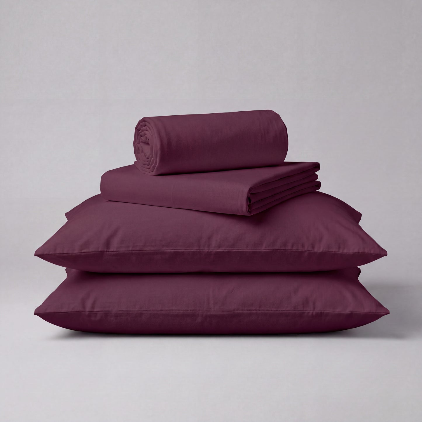 Lane Linen Organic Cotton Sheet Set in Windsor Wine - 4 piece set (flat sheet, fitted sheet, 2 pillowcases)