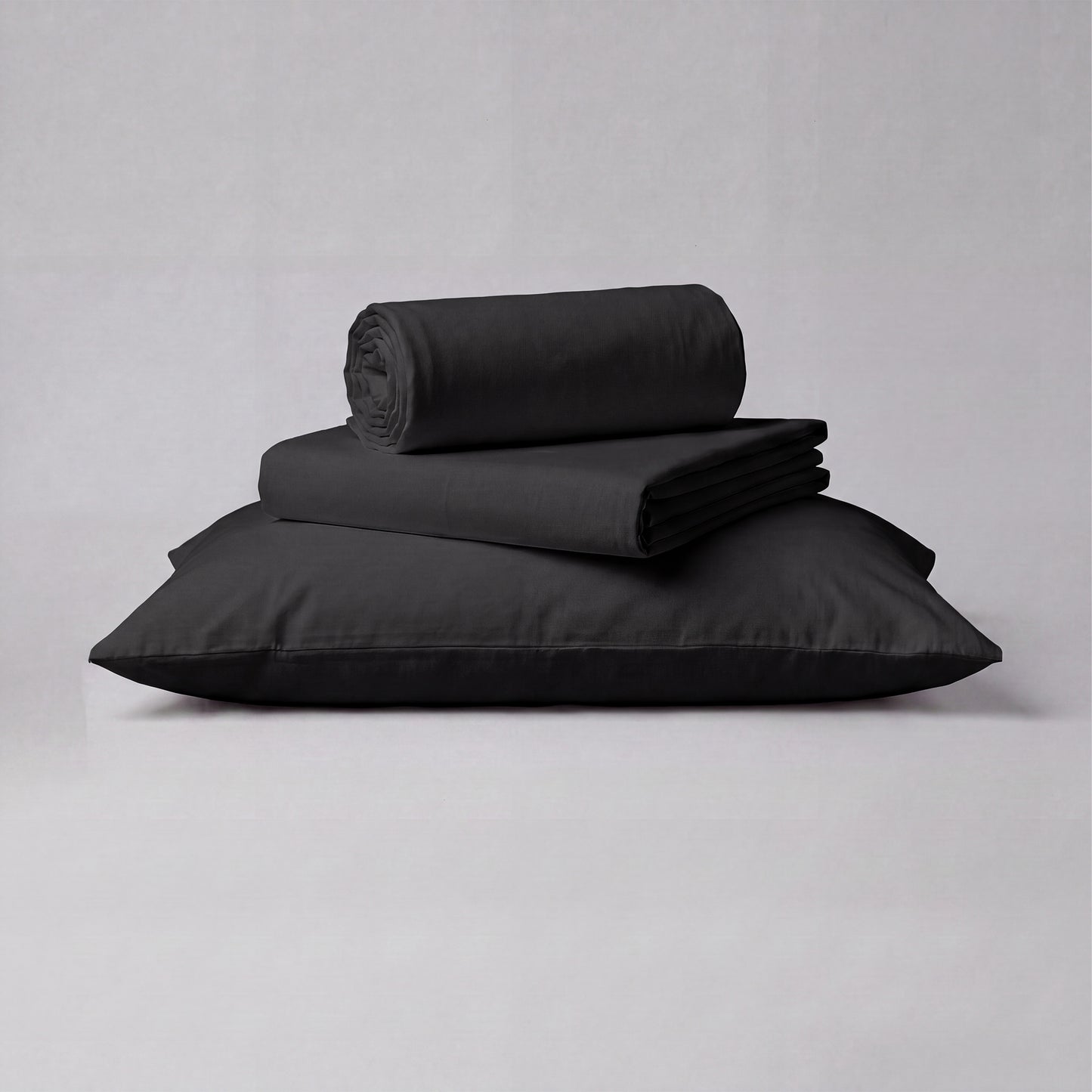 Lane Linen Organic Cotton Sheet Set in Black - 3 piece set (flat sheet, fitted sheet, 1 pillowcase)