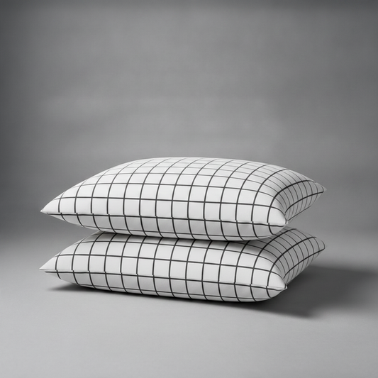 Organic Cotton Pillowcases - Windowpane-Charcoal