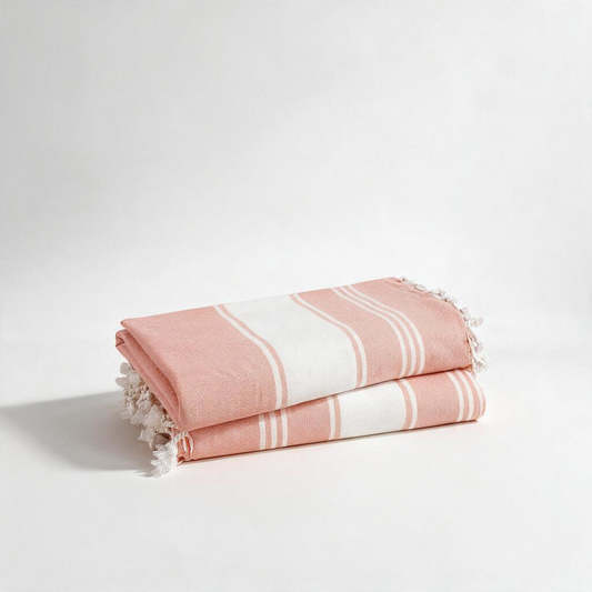 Turkish Beach Towel, Set of 2 - Quartz Pink