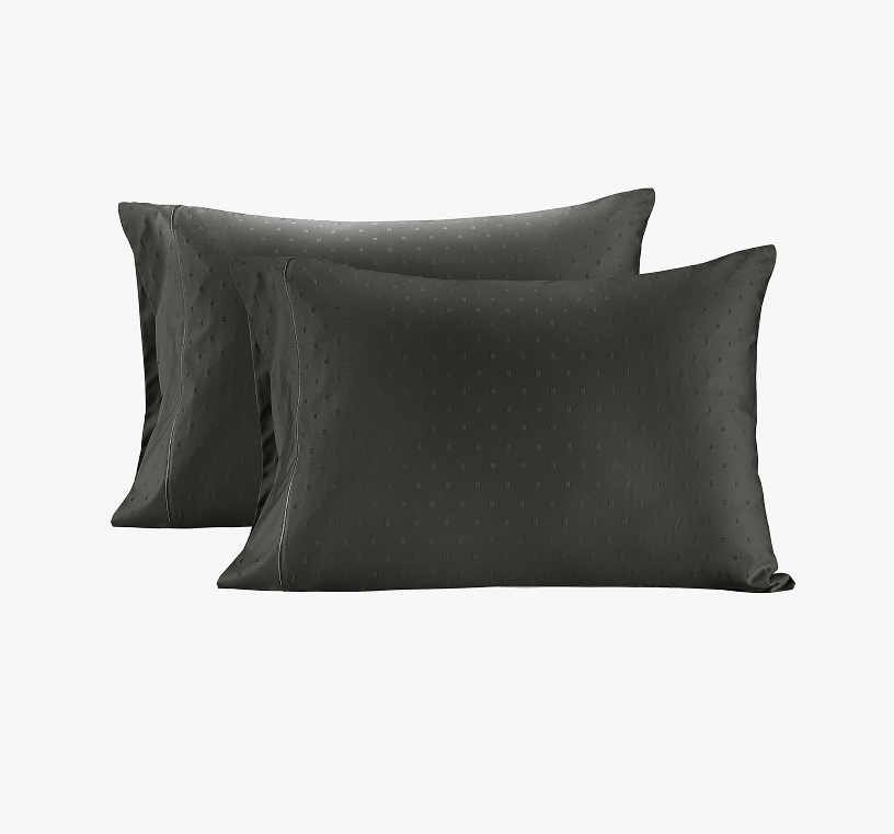 1000 Thread Count Pillowcases-Swiss Dot-Charcoal