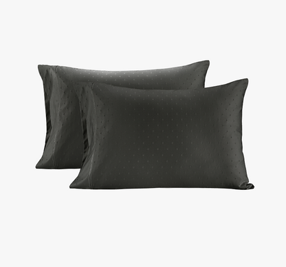 1000 Thread Count Pillowcases-Swiss Dot-Charcoal