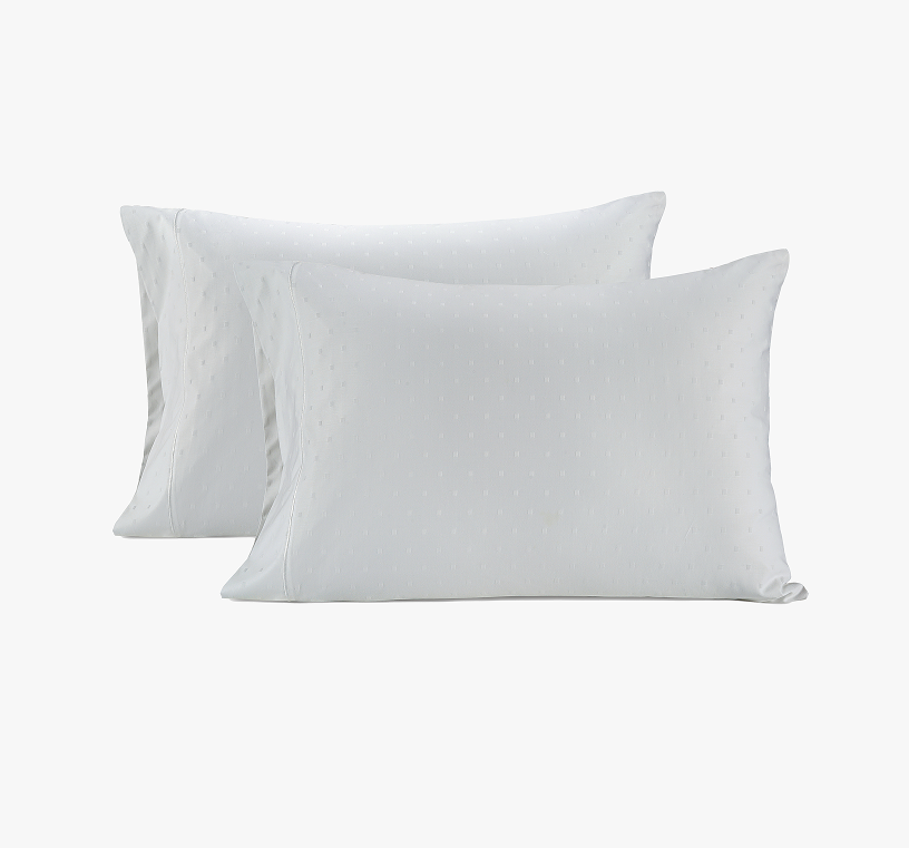 1000 Thread Count Pillowcases-Swiss Dot-White
