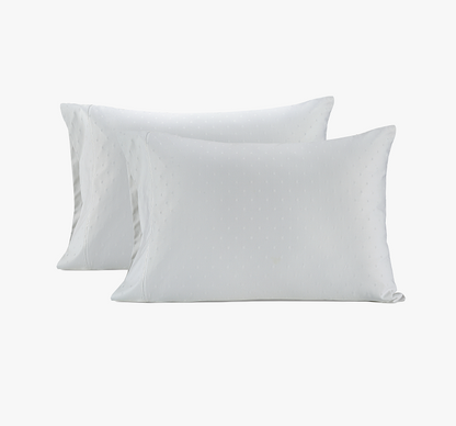 1000 Thread Count Pillowcases-Swiss Dot-White