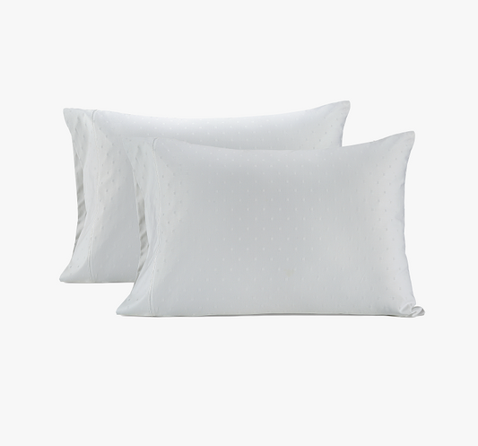 1000 Thread Count Pillowcases-Swiss Dot-White