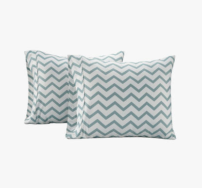 450 Thread count sateen Pillowcases-Chevron Cool Blue