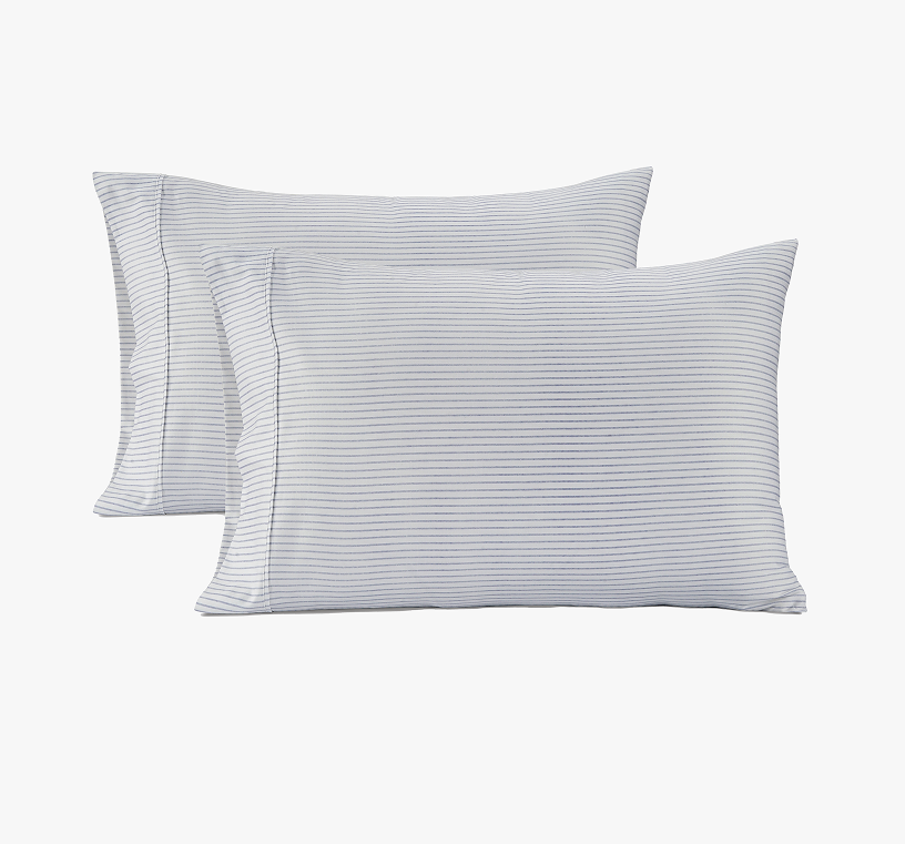450 Thread count Pillowcases-Ticking Stripe Cobalt Blue