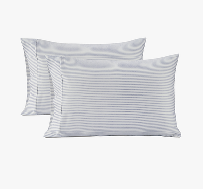 450 Thread count Pillowcases-Ticking Stripe Cobalt Blue