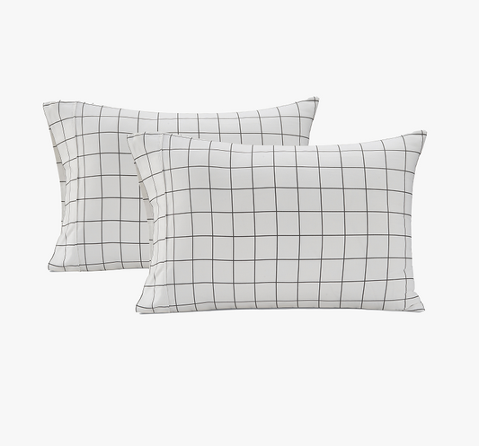 450 Thread count Pillowcases-Windowpane Charcoal